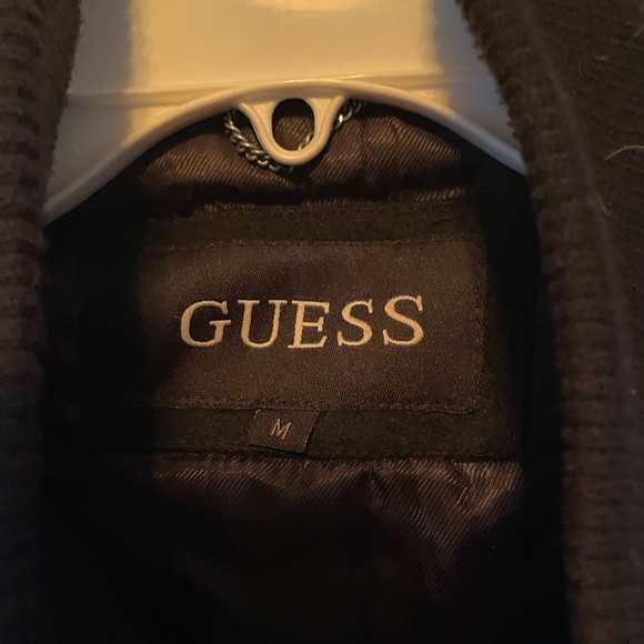 GUESS Sz M Full Zip Toggle Button Wool Blend Hooded lined Coat GUC - Picture 7 of 9